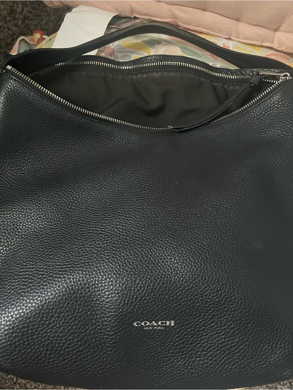 Coach Black Pebbled Leather Hobo Bag